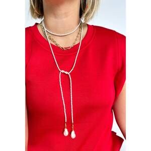 NEW GRACE DESIGNS beaded wrap necklace in white